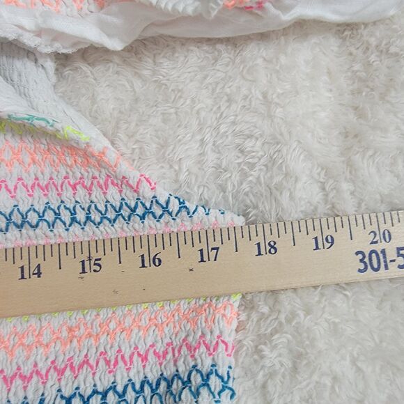 Vineyard Vines Flutter Sleeve Smocked Midi Dress Tiered Rainbow Linen Size XL - Picture 9 of 12